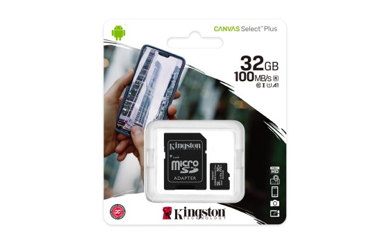 KINGSTON 32GB micSDHC Canvas Select Plus 100R A1 C10 Card + ADP