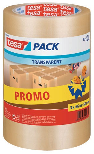 1 Lot de 3 Rouleaux adhésifs d'emballage TESA  polypropylène - 66mx50mm transpar