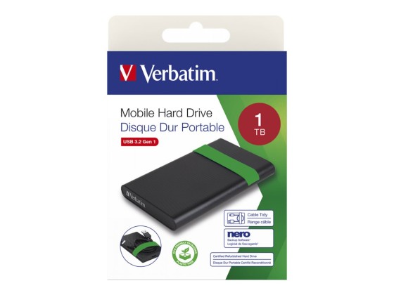 Verbatim 53112 disque dur externe 1 To 5400 tr/min 2.5" USB Type-B 3.2 Gen 1 (3.1 Gen 1) Noir