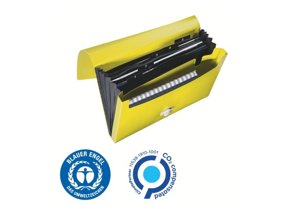 1 Trieur extensible Leitz en PP recyclé - 6 compartiments - Jaune