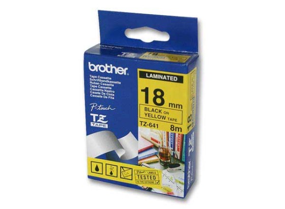 1 Ruban pour titreuse BROTHER TZE 641 18mm jaune impression noire