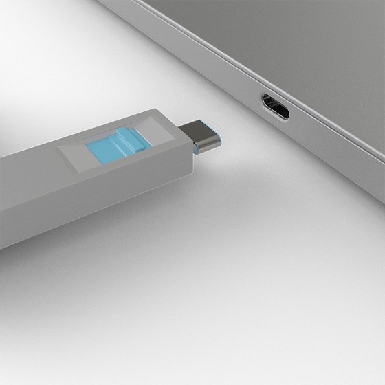 LINDY USB Type C Port Blocker Key - Pack of 4 Blockers Blue