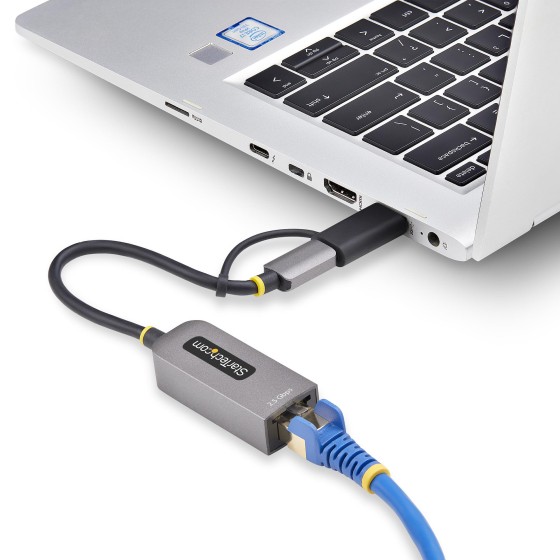 StarTech.com 2.5GbE USB-C to Ethernet Adapter with USB-A Converter - Adaptateur réseau - USB-C 3.2 Gen 1 / Thunderbolt 3 - Ethernet 10M/100M/1G/2,5 Gigabit - gris sidéral