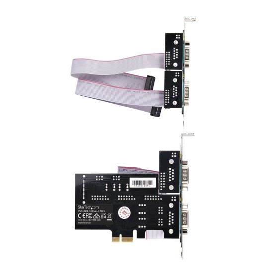 StarTech.com Carte Série PCIe à 4 Ports, Carte 4 Ports RS232/RS422/RS485 - Adaptateur série - PCIe profil bas - RS-232 x 4 - noir - Conformité TAA