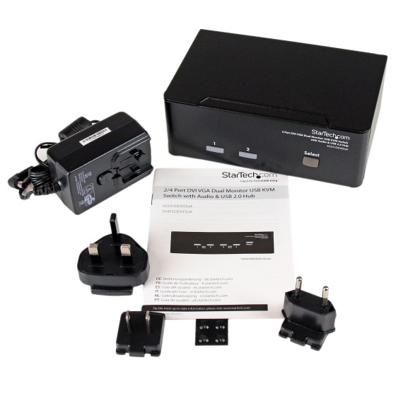 StarTech.com Switch KVM USB 2 ports DVI VGA avec audio - Commutateur USB 2.0 - Commutateur écran-clavier-souris/audio/USB - 2 x KVM / audio / USB - 1 utilisateur local - de bureau - pour P/N: IM12D1500P, SVA12M2NEUA, SVA12M5NA, USBDVI4N1A6, USBVGA4N1A10,