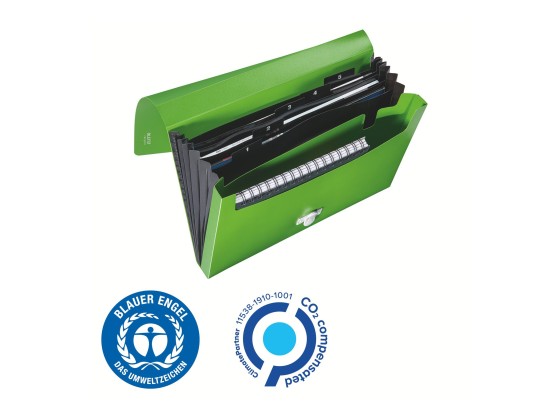 1 Trieur extensible Leitz en PP recyclé - 6 compartiments - Vert