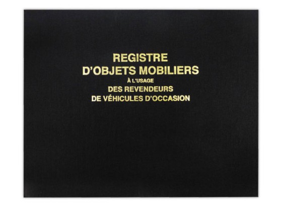 1 Registre d'objets mobiliers garagistes/véhicules d'occasion 100 pages