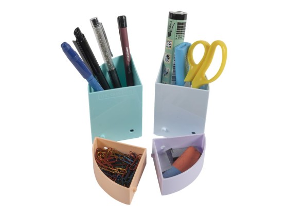 1 Pot à crayons 4 compartiments modulables - Coloris pastel