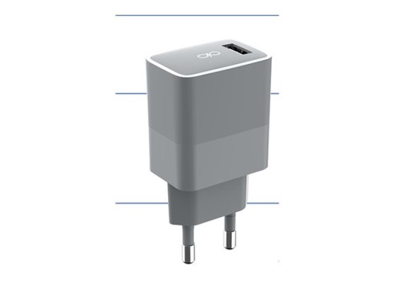 Force Power - Adaptateur secteur - 100 % de plastique recyclé - 3 A - Smart IC, Fast Charge (USB) - sur le câble : USB-C - gris