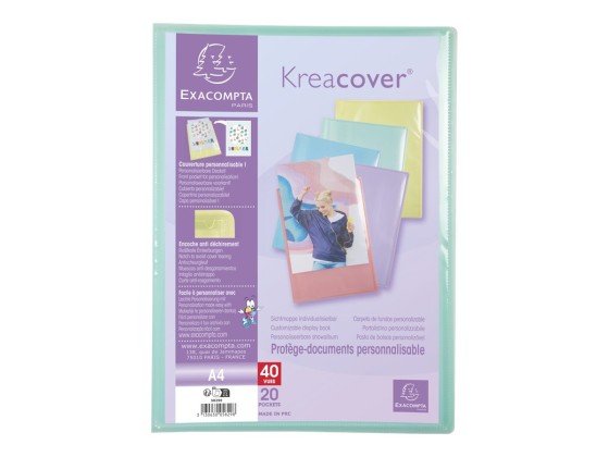 1 Protège-documents personnalisables Kreacover Pastel-20 poches - Assort