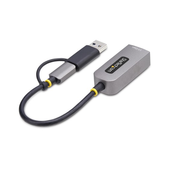 StarTech.com 2.5GbE USB-C to Ethernet Adapter with USB-A Converter - Adaptateur réseau - USB-C 3.2 Gen 1 / Thunderbolt 3 - Ethernet 10M/100M/1G/2,5 Gigabit - gris sidéral