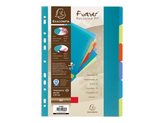 1 Jeu d'intercalaires Forever EXA PP recyclé pour format A4 - 6 touches