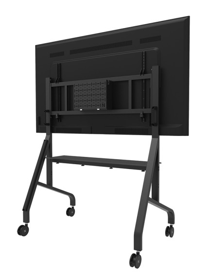NEOMOUNTS FL50-575BL1 Support au sol mobile pour écran 65-110p - étagère multimédia incluse - installation rapide - TÜV
