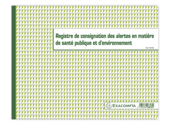1 Registre d'alertes santé et environnement - 24x32 cm - 20 pages