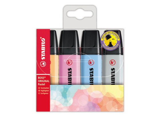1 Etui de 4 Surligneurs STABILO Boss Original Assortis pastel