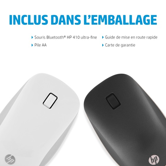 HP 410 Slim - Souris - droitiers et gauchers - 3 boutons - sans fil - Bluetooth 5.0 - argent cendré - pour Laptop 15, 15s