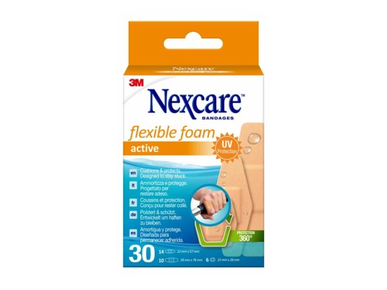 1 Boite de 30 Pansements assortis anti-choc NEXCARE Active 360