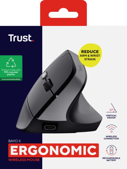 TRUST BAYO II Ergonomic Wireless Mouse Black