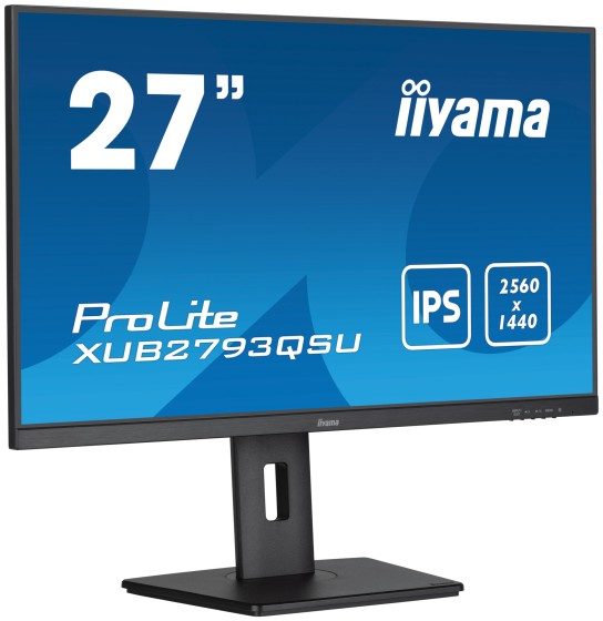iiyama ProLite XUB2793QSU-B7 - Écran LED - 27" - 2560 x 1440 QHD @ 100 Hz - IPS - 300 cd/m² - 1300:1 - 1 ms - HDMI, DisplayPort - haut-parleurs - noir, mat