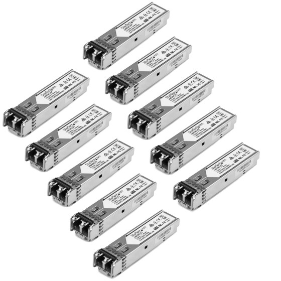 StarTech.com Paquet de 10 modules de transceiver SFP à fibre optique Gigabit - Compatible HP J4858C - Multimode LC avec DDM - 550 m - Module transmetteur SFP (mini-GBIC) (équivalent à : HP J4858C) - 1GbE - 1000Base-SX - LC multi-mode - jusqu'à 550 m - 850