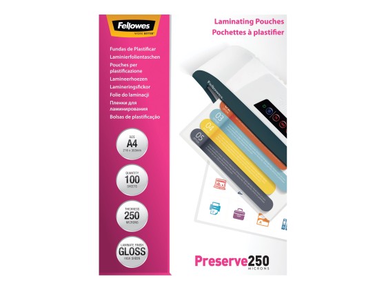 1 Boite de 100 Pochettes de plastification à chaud - A4 - Epaisseur 2x250µ