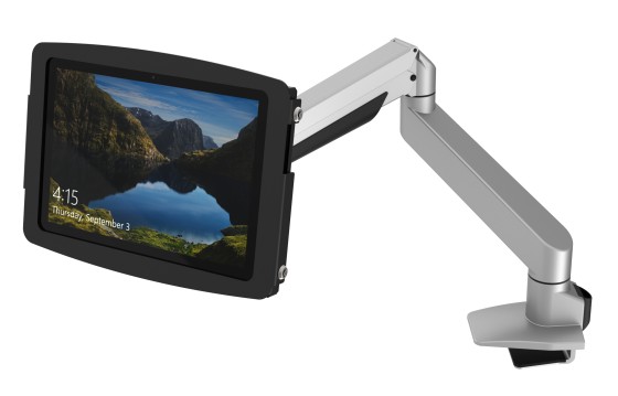 Compulocks Surface Pro 3-7 Bras telescopique articulé argenté avec boîtier Space Noir - Boîtier - Anti-vol - pour tablette - verrouillable - aluminium - Interface de montage : 100 x 100 mm - ordinateur de bureau, montrable sur bureau - pour Microsoft Surf