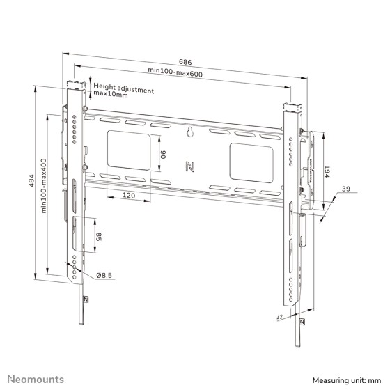 NEOMOUNTS WL30-750BL16 Support mural fixe pour écran 42-86p- robuste - verrouillable - installation rapide - TÜV