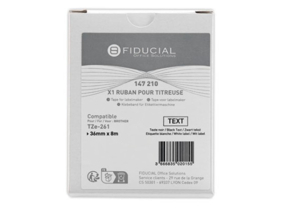 1 Ruban comp BROTHER TZE 261 36mm blanc impression noire