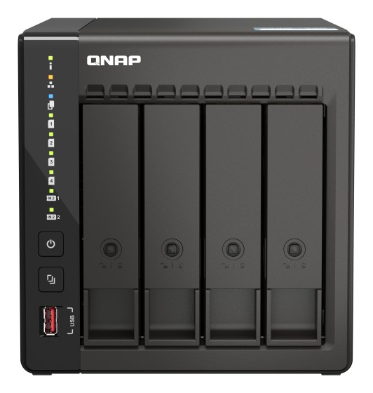 QNAP TS-453E-8G 4-bay desktop NAS Intel Celeron J6412 4C 2.0GHz burst 2.6GHz onboard 8Go RAM 2xHDMI 1.4b 2xM.2 2280 PCIe slots