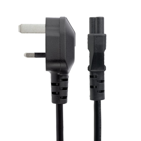 StarTech.com Cordon d'alimentation en trèfle BS1363 vers IEC 320 C5 2m pour PC portable - Câble secteur tripolaire GB vers C5 - M/F Noir - Câble d'alimentation - IEC 60320 C5 pour BS 1363 (M) - CA 250 V - 2 m - moulé - noir