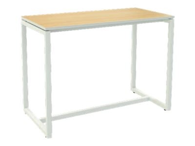 1 Table haute EASYDESK 150 x 75 CM pied blanc plateau hêtre