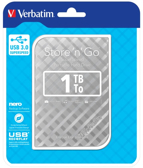 Verbatim Store 'n' Go Portable - Disque dur - 1 To - externe (portable) - 2.5" - USB 3.0 - argent