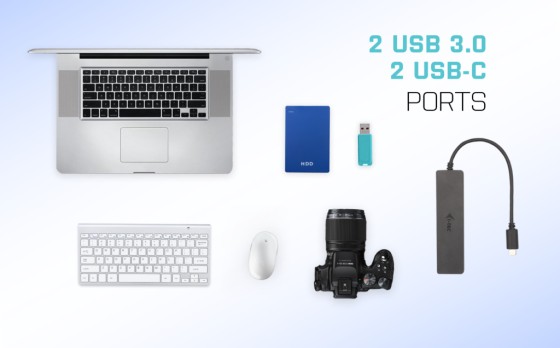 I-TEC USB-C Metal HUB 2xUSB 3.0 2xUSB-C 5Gbps without power adapter ideal for Notebook Ultrabook Tablet PC