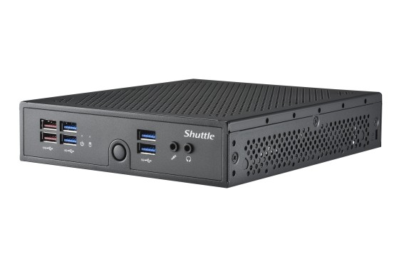 Shuttle XPC slim Barebone DS50U, Intel Celeron 7305, 2x LAN (1x 2.5Gbit ,1x 1Gbit), 1xCOM,1xHDMI,1xDP, 1x VGA, fanless, fonctionnement permanent 24/7
