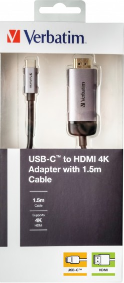 Verbatim - Câble vidéo/audio - 24 pin USB-C mâle pour HDMI mâle - 1.5 m - support 4K