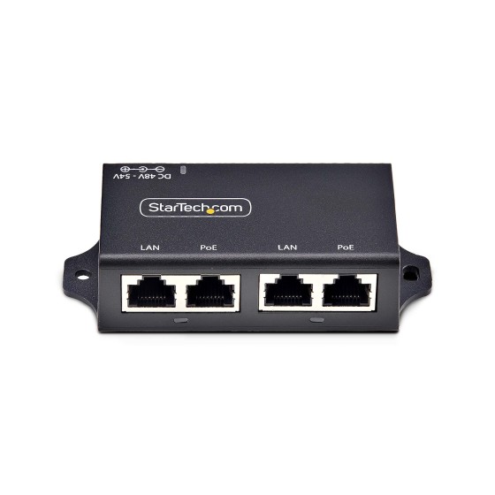 StarTech.com 2-Port Gigabit PoE+ Injector, PoE/PoE+ (802.3af/802.3at) 30W - Injecteur de puissance - non géré en ligne - DC 48 - 52 V - 30 Watt - connecteurs de sortie : 2 - noir