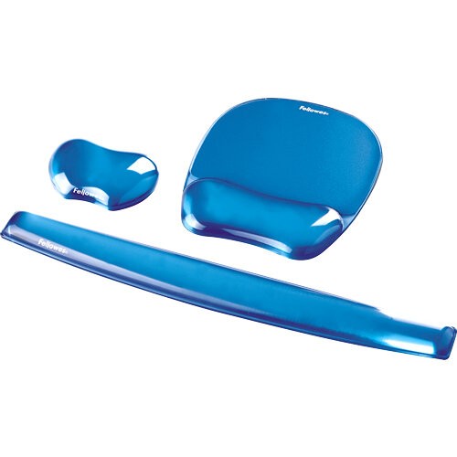 Fellowes Mouse Mat Wrist Support - Crystals Gel Mouse Pad with Non Slip Rubber Base - Ergonomic Mouse Mat for Computer, Laptop, Home Office Use - Compatible with Laser and Optical Mice - Blue