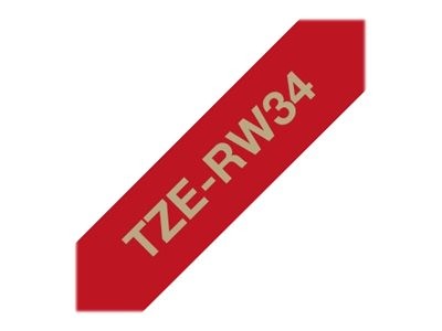 1 Ruban étiqueteuse tissu or sur bordeaux 12 mm (4m)