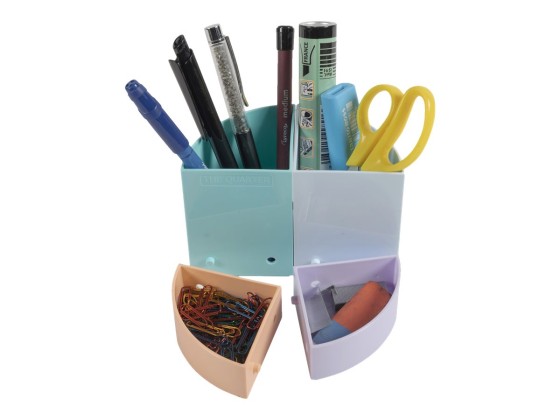 1 Pot à crayons 4 compartiments modulables - Coloris pastel