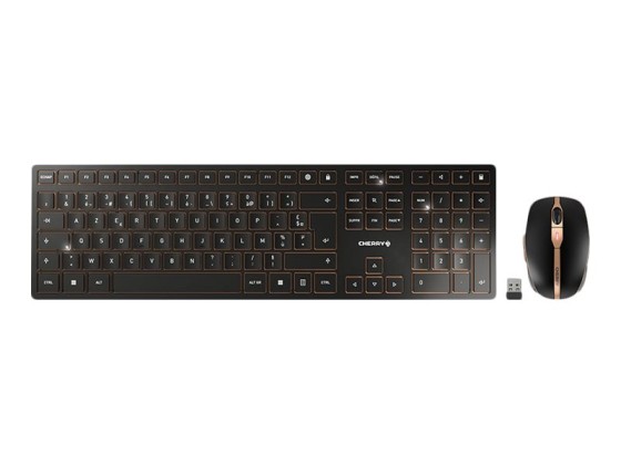 CHERRY DW 9100 SLIM clavier Souris incluse Universel RF sans fil + Bluetooth AZERTY Français Noir