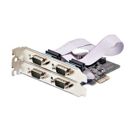 StarTech.com Carte Série PCIe à 4 Ports, Carte 4 Ports RS232/RS422/RS485 - Adaptateur série - PCIe profil bas - RS-232 x 4 - noir - Conformité TAA