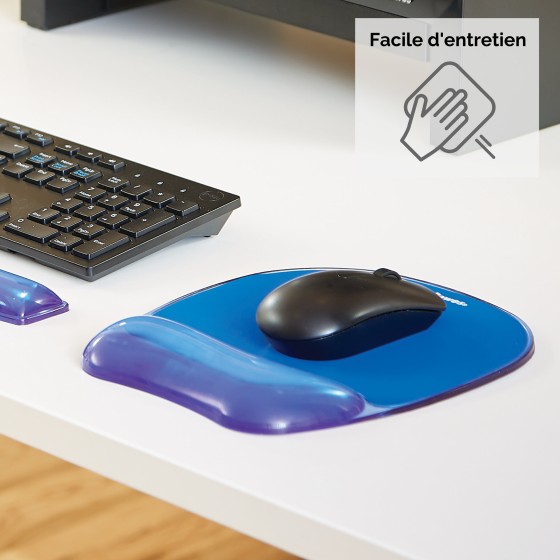 Fellowes Mouse Mat Wrist Support - Crystals Gel Mouse Pad with Non Slip Rubber Base - Ergonomic Mouse Mat for Computer, Laptop, Home Office Use - Compatible with Laser and Optical Mice - Blue