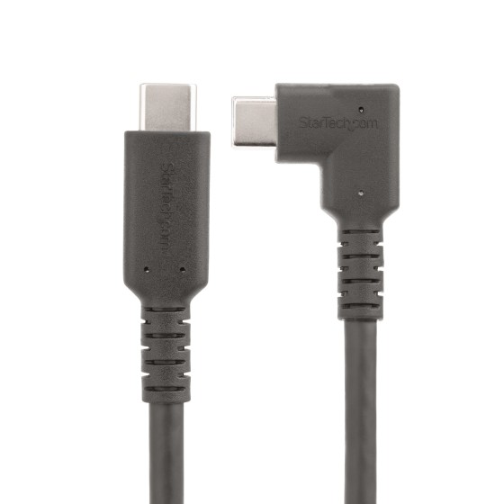 StarTech.com Câble USB-C Robuste à Angle Droit de 1m, USB 3.2 Gen 2, 4K60 - Câble USB - 24 pin USB-C (M) droit pour 24 pin USB-C (M) angle droit - USB 3.2 Gen 2 - 1 m - robuste, support pour 4K60Hz, passif - noir