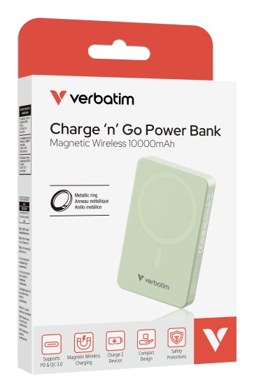 Verbatim Charge 'n' Go Essentials 10000 mAh Recharge sans fil Vert