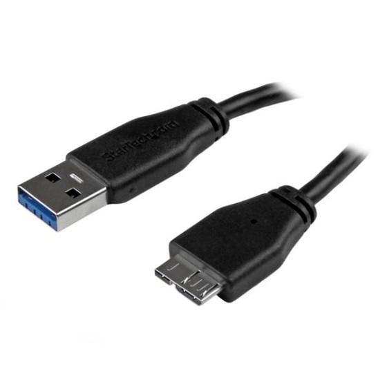 StarTech.com Câble Micro USB 3.0 slim de 3m - Cordon USB A vers Micro B - Câble USB de charge / synchronisation - M/M - Noir - Câble USB - Micro-USB de type B (M) pour USB type A (M) - USB 3.0 - 3 m - moulé - noir - pour P/N: S2510BU33PW, S251BMU3FP, S251