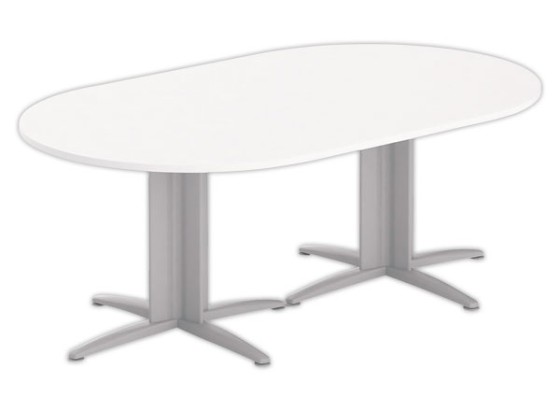 1 Table réunion ovale 200x120 blanc/aluminium