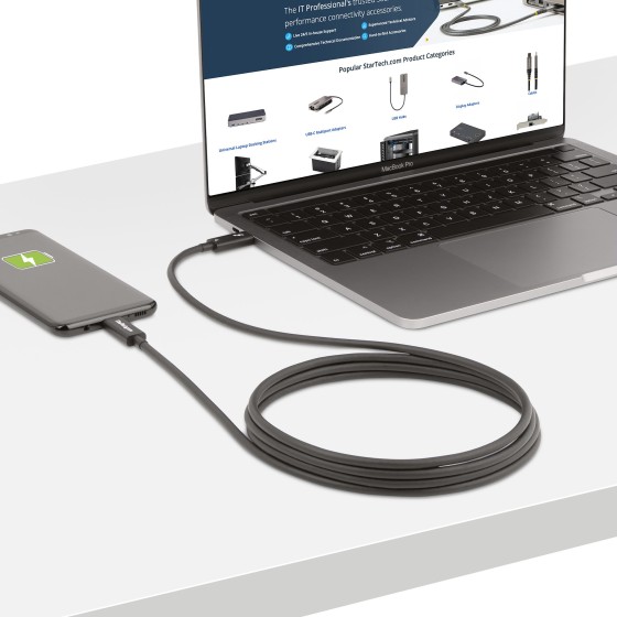 StarTech.com Câble Thunderbolt 4 Actif de 2m, 40Gps, 100W PD, Vidéo 4K/8K - Câble USB - 24 pin USB-C (M) pour 24 pin USB-C (M) - USB 3.2 Gen 2 / USB4 / Thunderbolt 3 / Thunderbolt 4 / DisplayPort 1.4a - 2 m - actif, Alimentation USB (100 W), débit de tran