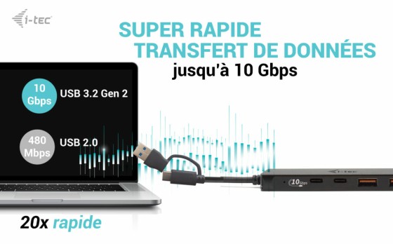 I-TEC USB-C Metal HUB 2xUSB 3.0 2xUSB-C 5Gbps without power adapter ideal for Notebook Ultrabook Tablet PC