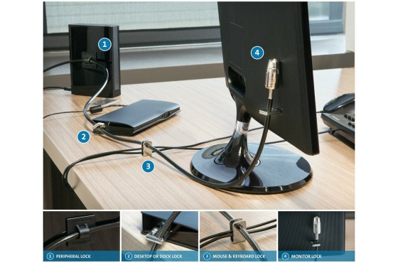 Kensington Desktop and Peripherals Standard Keyed Locking Kit 2.0 - Câble de sécurité - 2.4 m