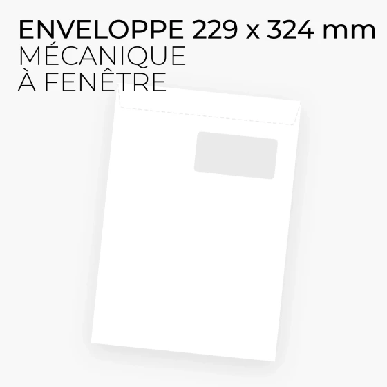 ENVELOPPE BLANCHE VIERGE - MECANISABLE A FENETRE 229 x 324